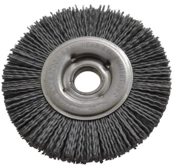 Osborn - 4" OD, 5/8" Arbor Hole, Crimped Nylon Wheel Brush - 5/8" Face Width, 3/4" Trim Length, 12,000 RPM - Best Tool & Supply