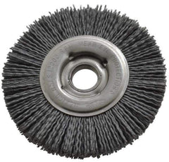 Osborn - 4" OD, 5/8" Arbor Hole, Crimped Nylon Wheel Brush - 5/8" Face Width, 3/4" Trim Length, 12,000 RPM - Best Tool & Supply