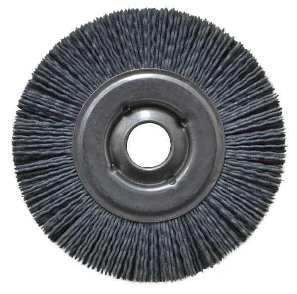 Osborn - 4" OD, 5/8" Arbor Hole, Crimped Nylon Wheel Brush - 5/8" Face Width, 3/4" Trim Length, 12,000 RPM - Best Tool & Supply