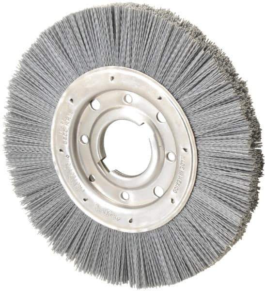 Osborn - 10" OD, 2" Arbor Hole, Crimped Nylon Wheel Brush - 1" Face Width, 2-1/16" Trim Length, 3,600 RPM - Best Tool & Supply