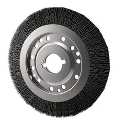 Osborn - 12" OD, 2" Arbor Hole, Crimped Nylon Wheel Brush - 1" Face Width, 2-1/8" Trim Length, 3,000 RPM - Best Tool & Supply