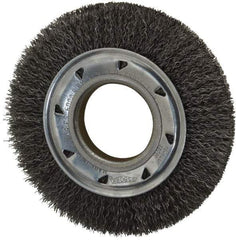 Osborn - 6" OD, 2" Arbor Hole, Crimped Steel Wheel Brush - 7/8" Face Width, 1" Trim Length, 0.014" Filament Diam, 6,000 RPM - Best Tool & Supply