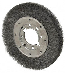 Osborn - 8" OD, 2" Arbor Hole, Crimped Steel Wheel Brush - 5/8" Face Width, 1-1/2" Trim Length, 0.0118" Filament Diam, 4,500 RPM - Best Tool & Supply