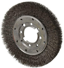 Osborn - 8" OD, 2" Arbor Hole, Crimped Steel Wheel Brush - 5/8" Face Width, 1-1/2" Trim Length, 0.014" Filament Diam, 4,500 RPM - Best Tool & Supply