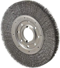 Osborn - 10" OD, 2" Arbor Hole, Crimped Steel Wheel Brush - 1-1/4" Face Width, 2" Trim Length, 0.0118" Filament Diam, 3,600 RPM - Best Tool & Supply