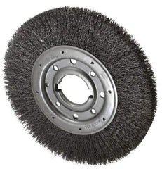 Osborn - 10" OD, 2" Arbor Hole, Crimped Steel Wheel Brush - 1-1/4" Face Width, 2" Trim Length, 0.014" Filament Diam, 3,600 RPM - Best Tool & Supply