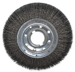 Osborn - 10" OD, 2" Arbor Hole, Crimped Steel Wheel Brush - 1-1/4" Face Width, 2" Trim Length, 0.02" Filament Diam, 3,600 RPM - Best Tool & Supply