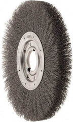 Osborn - 12" OD, 2" Arbor Hole, Crimped Steel Wheel Brush - 1-1/8" Face Width, 3" Trim Length, 0.014" Filament Diam, 3,000 RPM - Best Tool & Supply