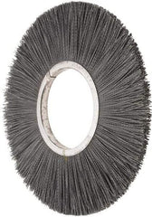 Osborn - 14" OD, 5-1/4" Arbor Hole, Crimped Nylon Wheel Brush - 5/8" Face Width, 3-7/8" Trim Length, 3,000 RPM - Best Tool & Supply