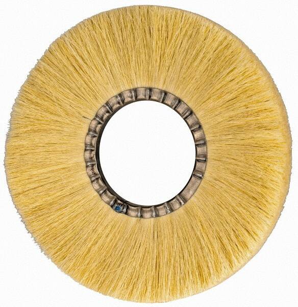 Osborn - 12" OD, 4-1/4" Arbor Hole, Crimped Natural Fiber Wheel Brush - 17/32" Face Width, 3-3/8" Trim Length, 3,600 RPM - Best Tool & Supply