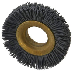 Osborn - 1-1/2" OD, 1/2" Arbor Hole, Crimped Nylon Wheel Brush - 1/4" Face Width, 1/4" Trim Length, 20,000 RPM - Best Tool & Supply