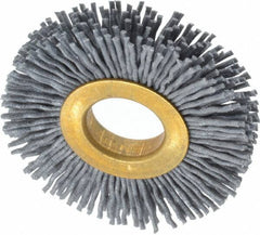 Osborn - 2" OD, 5/8" Arbor Hole, Crimped Nylon Wheel Brush - 3/8" Face Width, 7/16" Trim Length, 15,000 RPM - Best Tool & Supply