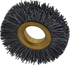 Osborn - 2" OD, 5/8" Arbor Hole, Crimped Nylon Wheel Brush - 3/8" Face Width, 7/16" Trim Length, 15,000 RPM - Best Tool & Supply