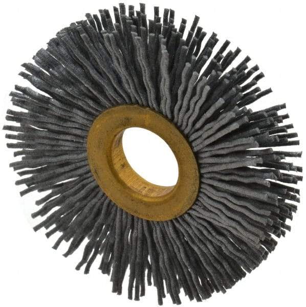 Osborn - 2-1/2" OD, 5/8" Arbor Hole, Crimped Nylon Wheel Brush - 3/8" Face Width, 11/16" Trim Length, 15,000 RPM - Best Tool & Supply