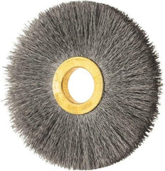 Osborn - 3" OD, 5/8" Arbor Hole, Crimped Steel Wheel Brush - 3/8" Face Width, 15/16" Trim Length, 0.006" Filament Diam, 20,000 RPM - Best Tool & Supply