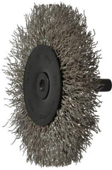 Osborn - 3" OD, 1/4" Shank Diam, Crimped Stainless Steel Wheel Brush - 7/16" Face Width, 3/4" Trim Length, 0.014" Filament Diam, 25,000 RPM - Best Tool & Supply