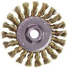 Osborn - 4" OD, 1/2-13 Arbor Hole, Knotted Stainless Steel Wheel Brush - 3/8" Face Width, 7/8" Trim Length, 0.02" Filament Diam, 20,000 RPM - Best Tool & Supply