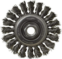 Osborn - 4" OD, 5/8-11 Arbor Hole, Knotted Steel Wheel Brush - 3/8" Face Width, 7/8" Trim Length, 0.014" Filament Diam, 20,000 RPM - Best Tool & Supply