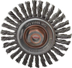 Osborn - 4" OD, 1/2-13 Arbor Hole, Knotted Steel Wheel Brush - 1/4" Face Width, 7/8" Trim Length, 0.02" Filament Diam, 20,000 RPM - Best Tool & Supply