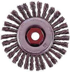 Osborn - 4" OD, 3/8-24 Arbor Hole, Knotted Stainless Steel Wheel Brush - 1/4" Face Width, 7/8" Trim Length, 0.02" Filament Diam, 20,000 RPM - Best Tool & Supply