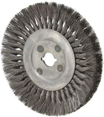 Osborn - 10" OD, 1-1/4" Arbor Hole, Knotted Steel Wheel Brush - 5/8" Face Width, 2-1/4" Trim Length, 0.014" Filament Diam, 4,500 RPM - Best Tool & Supply