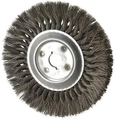 Osborn - 10" OD, 1-1/4" Arbor Hole, Knotted Steel Wheel Brush - 5/8" Face Width, 2-1/4" Trim Length, 0.016" Filament Diam, 4,500 RPM - Best Tool & Supply