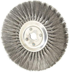 Osborn - 12" OD, 1-1/4" Arbor Hole, Knotted Steel Wheel Brush - 5/8" Face Width, 3-1/4" Trim Length, 0.014" Filament Diam, 4,500 RPM - Best Tool & Supply