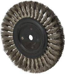 Osborn - 8" OD, 5/8" Arbor Hole, Knotted Stainless Steel Wheel Brush - 5/8" Face Width, 1-11/16" Trim Length, 0.016" Filament Diam, 8,500 RPM - Best Tool & Supply