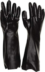 MCR Safety - 37.5 mil Thick, Chemical Resistant Gloves - 18"GAUNTLT LRG BLK 1PR SNGL DIP PVC PLASTIC GLV - Best Tool & Supply