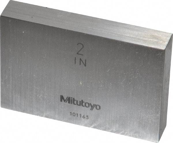 Mitutoyo - 2" Rectangular Steel Gage Block - Accuracy Grade 0, Includes Certificate of Inspection - Best Tool & Supply