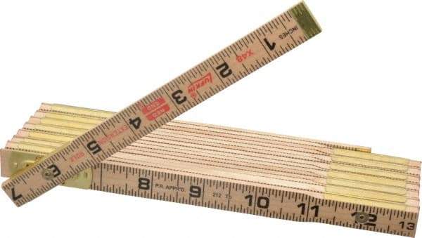 Lufkin - 8' Long, 1/16" Graduation, Folding Rule - 5/8" Wide, Wood - Best Tool & Supply