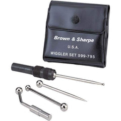 TESA Brown & Sharpe - Single End, Center Finder Set Mechanical - 0.25 Inch Head Diameter, Ball, Conical, Disc Head Type, Includes 4 Attachments, Case, Holder, 4 Pieces - Best Tool & Supply