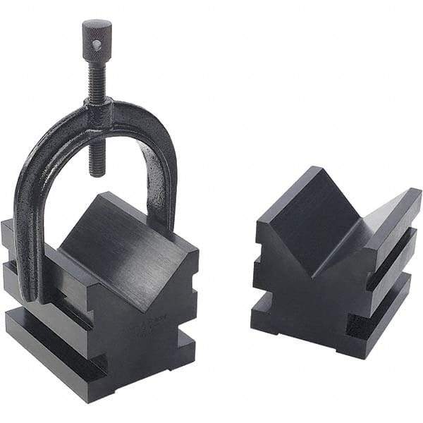 TESA Brown & Sharpe - 12.7 to 2-1/2" Capacity, 90° Angle, Mild Steel V-Block - 3" Long x 2-1/2" Wide x 2-1/2" High, Sold as 2 Block Set - Best Tool & Supply