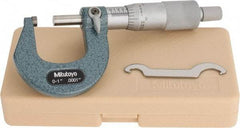 Mitutoyo - 0 to 1" Range, 0.0001" Graduation, Mechanical Outside Micrometer - Ratchet Stop Thimble, Accurate to 0.0001" - Best Tool & Supply