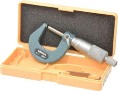 Mitutoyo - 1 Inch Max Measurement, 0.0001 Inch Graduation, Spherical Face Micrometer - Accuracy Up to 0.0002 Inch, Mechanical Operation, Ratchet Stop Thimble, Ball - Best Tool & Supply