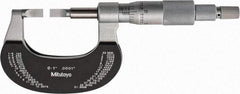 Mitutoyo - 0" to 1" Mechanical Satin Chrome Coated with Thermal Shield Blade Micrometer - 0.0002" Accuracy, 0.0001" Graduation, 0.75mm Blade Thickness, Ratchet Stop Thimble - Best Tool & Supply