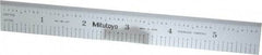 Mitutoyo - 6" Long, 1/100, 1/10" and 0.5, 1mm Graduation, Rigid Stainless Steel Rule - Decimal/Metric Graduation Style, 3/4" Wide, Silver, Satin Chrome Finish - Best Tool & Supply