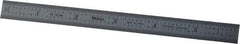 Mitutoyo - 6" Long, 1/100, 1/50" and 0.5, 1mm Graduation, Flexible Stainless Steel Rule - Decimal/Metric Graduation Style, 1/2" Wide, Silver, Satin Chrome Finish - Best Tool & Supply