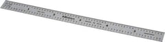 Mitutoyo - 6" Long, 1/100, 1/10" and 0.5, 1mm Graduation, Flexible Stainless Steel Rule - Decimal/Metric Graduation Style, 1/2" Wide, Silver, Satin Chrome Finish - Best Tool & Supply