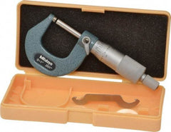 Mitutoyo - 0 to 1" Range, 0.001" Graduation, Mechanical Outside Micrometer - Ratchet Stop Thimble, Accurate to 0.0001" - Best Tool & Supply