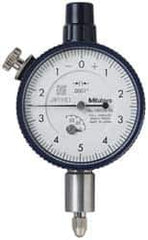 Mitutoyo - 0.025" Range, 0-5-0 Dial Reading, 0.0001" Graduation Dial Drop Indicator - 1-5/8" Dial, 0.01" Range per Revolution, 0.0001" Accuracy, Revolution Counter - Best Tool & Supply