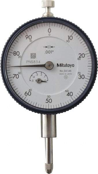 Mitutoyo - 1/2" Range, 0-100 Dial Reading, 0.001" Graduation Dial Drop Indicator - 2-1/4" Dial, 0.1" Range per Revolution, 0.001" Accuracy, Revolution Counter - Best Tool & Supply