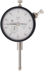 Mitutoyo - 1" Range, 0-100 Dial Reading, 0.001" Graduation Dial Drop Indicator - 2-3/16" Dial, 0.1" Range per Revolution, 0.002" Accuracy, Revolution Counter - Best Tool & Supply