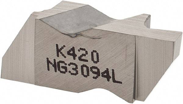 Kennametal - 3094NG Grade K420, 2.39mm Cutting Width Carbide Grooving Insert - 3.81mm Max Depth of Cut, Left Hand, 0.19mm Corner Radius, Uncoated - Best Tool & Supply