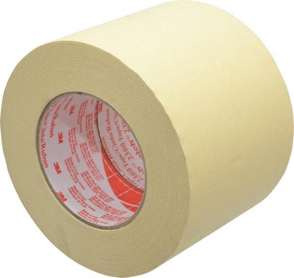 3M - 4" Wide x 60 Yd Long Tan Paper Masking Tape - Series 2380, 7.2 mil Thick, 28 In/Lb Tensile Strength - Best Tool & Supply