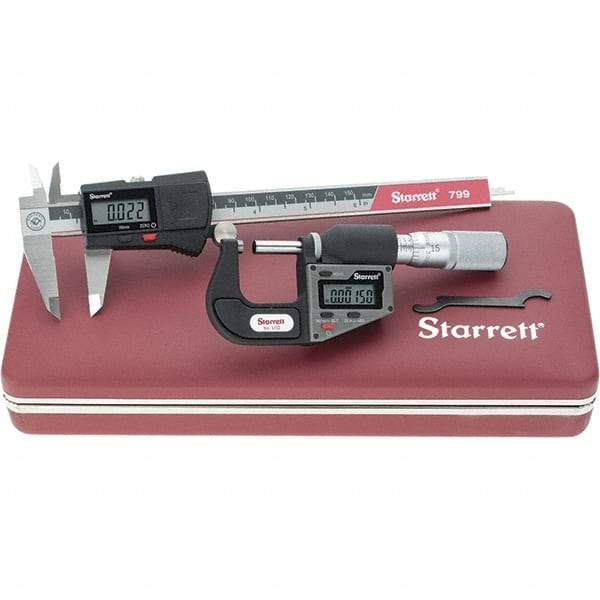 Starrett - 2 Piece, Machinist Caliper and Micrometer Tool Kit - 0 to 6 Inch Caliper, 0.0001 Inch Caliper Resoluion, 0 to 1 Inch Micrometer, 0.01 mm Resoluion - Best Tool & Supply