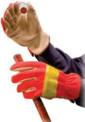 PRO-SAFE - Size S (7) Grain Pigskin General Protection Work Gloves - For General Purpose, Uncoated, Slip-On Cuff, Full Fingered, Orange, Paired - Best Tool & Supply