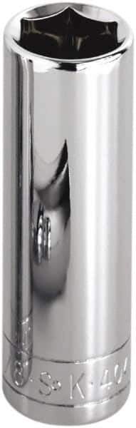 SK - 9/16", 1/2" Drive, Deep Hand Socket - 6 Points, Steel, Chrome Finish - Best Tool & Supply