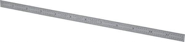 Starrett - 12" Long, 1/64, 1/32, 1/16, 1/8" Graduation, Flexible Steel Rule - 4R Graduation Style, 1/2" Wide, Silver, Satin Chrome Finish - Best Tool & Supply