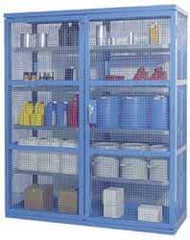 Denios - 2 Door, 8 Shelf, Blue Steel Caged Containment Shelving Safety Cabinet for Corrosive Chemicals - 87" High x 74" Wide x 28" Deep, Manual Closing Door - Best Tool & Supply